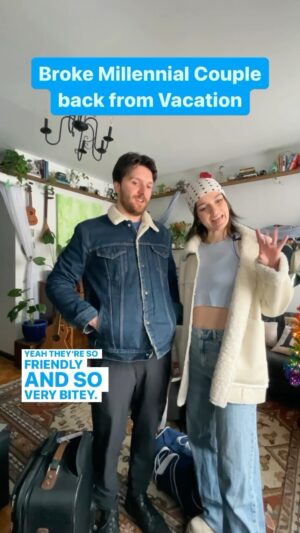 Hallea Jones Instagram - Broke Millennial Couple come back changed from a vacation with @AirTransat, book now to save 20% off all South flights #sponsored