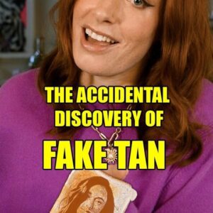 Hannah Fry Instagram - I like to describe my natural skin tone as 'white with a hint of blue' 💙 

#accidentaldiscovery #hannahfry #invention #faketan #redhair