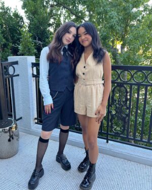 Hannah Marks Instagram - 💙the darling @miawisaac promoting our movie #dontmakemego @primevideo july 15th💙