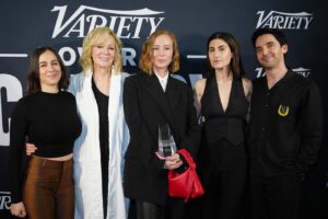 Hannah Einbinder Instagram - thank u @variety for bestowing upon me the comedy actress award aka the saddest girl prize 😜 and shout out to my family @paulwdowns @jenstatsky @lilroocher @realjeansmart 😭💙 i wanna be wherever you are.