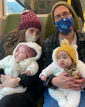 Hayley Erin Instagram - The best week of my life. This Christmas brought my two families together. My parents, bro @epic.feil, sis-in-law @xomandee (who knitted us all these beyond cute matching hats), grandparents, AND bffs @chloelanier123 and @kevan.mcclellan, came to visit and meet the girls for the first time. Despite a few setbacks… Gravity attacking my brother and breaking his shoulder, Covid is everywhere… we persist!! Best week of my life. 

Wishing everyone who was unable to get home or spent the day in isolation a magical holiday nonetheless, and hoping you get to be with your loved ones soon. I know your pain, my reunion has been two years in the making.

Sending love and good vibes to all!! And a Happy New Year! ✌️