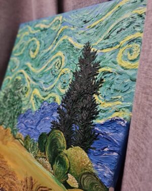 He Ying Ying Instagram - My rendition of Van Gogh's Wheat Field with Cypresses. I've always loved creating texture in my painting, but this is the first time I went all out. What do you think?

#yypaints