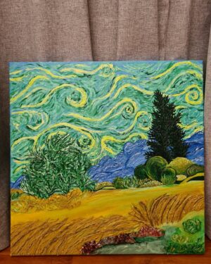 He Ying Ying Instagram - My rendition of Van Gogh's Wheat Field with Cypresses. I've always loved creating texture in my painting, but this is the first time I went all out. What do you think?

#yypaints