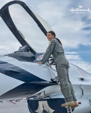 Heather Hemmens Instagram - I’m so proud to share this magnificent character during Women’s History Month! Captain Emma Fitzgerald, Thunderbird pilot. Enough said!! What an honor to work alongside the @afthunderbirds to tell this story of the challenges balancing life, family, and love all while protecting our country at the highest level! I will never forget the generosity with which they let us peek into their lives at our top secret Air Force base. The nation’s secrets are safe with me 😉✌🏽Thank you for your service! 
Come Fly With Me airs this Saturday at 8pm on @hallmarkchannel ✈️🇺🇸 #ComeFlyWithMe #BTS