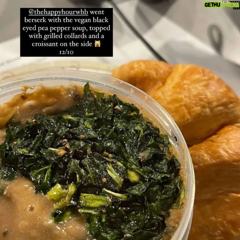 Heather B. Instagram - MY WORD today was "KINDNESS." I was reminded this morning in my prayer time that every. single. day folks are dealing with TRYING TO HEAL. TRYING TO FIND PEACE. TRYING TO FIND PURPOSE. I thought it would be "kind" to bring in some of my HOMEMADE VEGAN BLACK EYE PEA PEPPER SOUP w/grilled collards for the #SWAYINTHEMORNING Team. Kind acts don't have to cost much. Black eyed peas, onions, celery, green pepper, garlic and collard greens were inexpensive things to grab at the store, however the smiles, thank you's and warm bellies provided a wealth of fullness for us all. Plus! Well at least for 30 minutes...healing, peace and purpose was all simmered up in a little happy bowl. So thank you @realsway @itstracyg @iammikemuse @torchington itsreallydb and @5alani for y'all's overwhelming compliments on the soup. 🥹🥰 And if I can, I'd like to encourage you all to have a BEAUTIFUL WEEKEND and BE KIND (because you never know what folks are going through) when you're given the opportunity to. #TheHappyHourwithHeatherB #BEKIND #THANKYOUGOD
