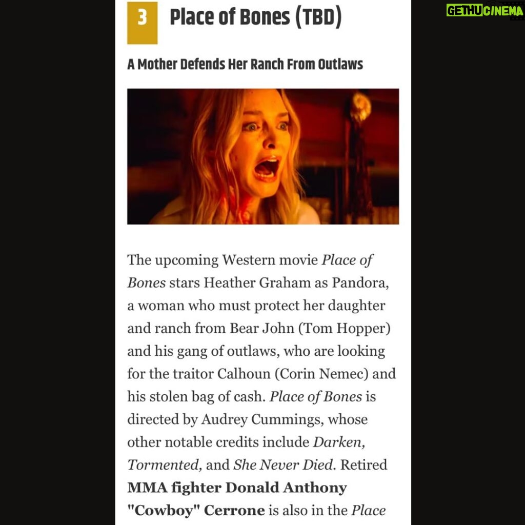 Heather Graham Instagram - Thank you @screenrant for recognizing our film Place of Bones as one of the top 9 westerns to watch for this year! @imheathergraham @tom.hopperhops @imcorinnemec @cowboycerrone @brielle_robillard @gattlingriffith @zack_keller1 @realrayabruzzo @davidlipper @dlorenxo @mason_mp