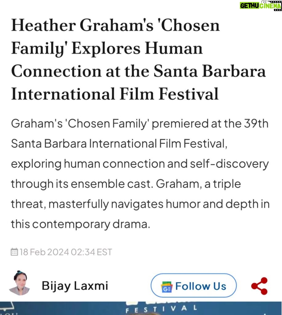 Heather Graham Instagram - It was so fun celebrating the premiere of Chosen Family at the Santa Barbara Film Festival to a sold out 2,000 seat audience! Thanks to everyone who showed up to support. ❤️❤️❤️#chosenfamily❤️ #sbiff 🎥🎬💫