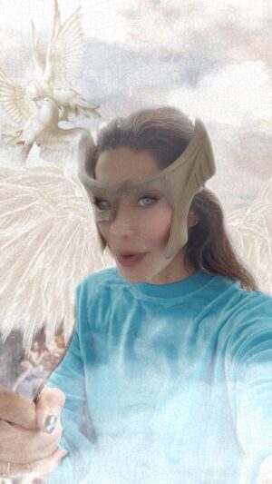 Hilary Shepard Instagram - 🪞🪩Look closely and you can see me looking into my #magicmirror #divatox #powerrangers #evilqueen #spacepirate 🦄💋💄👸🏻