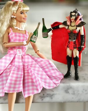 Hilary Shepard Instagram - Who knew #Barbie was such a baaaaddasss bitch⁉️Cheers to this Plastic Princess‼️I think we could get into some major trouble together! ( plus, I need to raid her closet cause I only have one outfit! )😈😇🍾❌⭕️💋 @barbie @barbiethemovie #divatox #divatoxandbarbie #bffs #powerrangers ##badasswomen