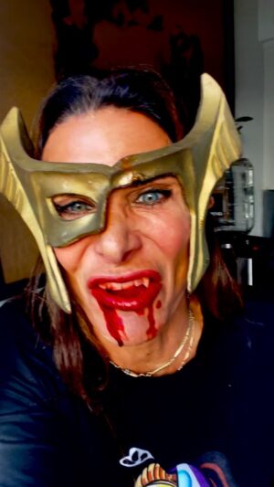 Hilary Shepard Instagram - It’s the #tricks for me…👻🧛‍♀️How’s you’re  #halloween going⁉️? #trickortreat #powerrangers #divatox #evilqueen #vampire #spacepirate