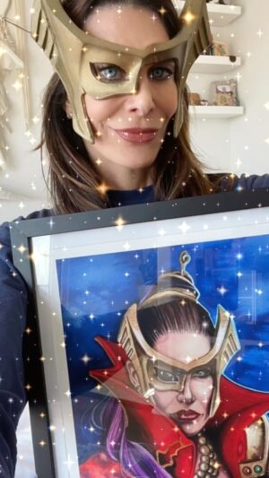 Hilary Shepard Instagram - 😈💋🦹🏻‍♀️Thank you @quihomaillustration for this beautiful hand painted  portrait of my favorite subject… ME‼️ @quihoma #divatox #powerrangers #evilqueen #vivaladiva