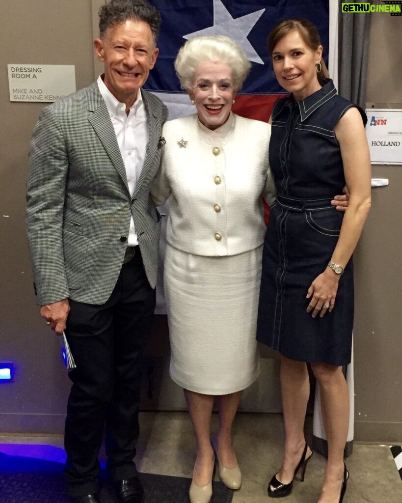 Holland Taylor Instagram - If you’re playing Ann Richards, this guy in your corner is a genuine thrill! @lyle_lovett. Here seen backstage at @zachtheatre in Austin with his bride April Kimble. Lyle modestly thought that we played his “She makes Me Feel Good” as the second act began as a nod to him in the audience!! No, Lyle, your music is hard wired permanently into our production of ANN. That song’s one of Ann’s favorites.