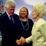 Holland Taylor Instagram – Hillary arranged the whole night. Having seen it in DC, she knew. They brought Meryl and Don. Meryl told me, he kept saying, this is all so true to her, so accurate. “He just roared at the Arkansas joke…”

They were so interested in the process.

I didn’t know they were coming, as Kevin really protects me from distraction. He greeted me as I stepped off the stage and said, “Don’t kick your shoes off, you’re coming with me,” and swept me into the back corridors of Lincoln Center until we finally arrived at a door opening into large reception room with the Clintons, Gabby Giffords, Mark Kelly and… MERYL STREEP! I was speechless, but not for long.

The President was still teary-eyed and Hillary just beamed at the surprise event she had made. Meryl seemed genuinely excited and told me how the President kept nudging her and saying. “This is so accurate!” and guffawed at the Arkansas joke.

I was so thrilled to talk with them all as they seemed avidly interested in the whole process of making the show. It was wonderful to look into Gabby Giffords’s eyes and see the sparkling perfect presence there, and to meet astronaut Mark Kelly, whom I now support politically, of course. These pictures were all snapped on my phone by my dresser Barry Doss, but they had the great photog Brigitte Lacombe at that event for official coverage, so I sometimes see her shots still out there.

What a night. The reception was long, and as Kevin led me out, he said, ”You have a few more people here…” and lo and behold, all the Kennedy Center ushers awaited in their own reception area! What an unbelievable night!!! And yep, of course, I had a matinée the next morning…