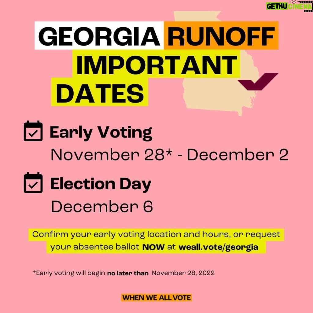 Holland Taylor Instagram - Please, play a part in this truly historic election that will pull the tiller and help to guide the country towards a safer democracy. Confirm your early voting location and hours, or request your absentee ballot NOW at weall.vote/georgia, or at the 🔗 in our bio. 🗓️ Early Voting is November 28* - December 2 🗓️ Election Day is December 6