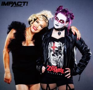 Holly Letkeman Instagram - The Knockouts Tag Titles are returning.. and what duo has been forged in Hellfire as has #Ragnarök..? We have been to War with the Valkyrie and have emerged with an Alliance stronger than any could imagine.. look for the cracks in the armour, and you’ll find they’ve all been cauterized.. but we will find yours.. #DemonAssassin #WeraLoca #WantTakeHave #ImpactonAXSTV 📸: @beezzzzy
