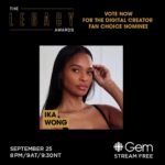 Ika Wong Instagram - Hey guys!! I’ve been nominated for Digital Creator Fan Choice Award 🎉 Here is how you can help me win! It takes a quick minute to register and you can vote up to 100x a day!! Voting closes on September 23rd at 11:59pm EST Tune into the Legacy Awards on Sunday, September 25th at 8:00pm on CBC and CBC Gem ✨CLICK THE LINK IN MY BIO TO VOTE FOR ME✨