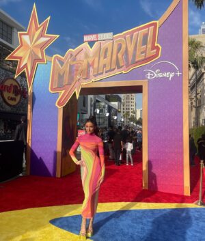 Iman Karram Instagram - Such an honor to attend the @msmarvelofficial premiere and celebrate such a groundbreaking step forward in providing a platform for Muslim Americans to share their stories. This show is unique, heartwarming, hilarious, and gives you everything you love about the Marvel universe. Thank you @marvelstudios Ms. Marvel stream on @disneyplus June 8th ⚡️