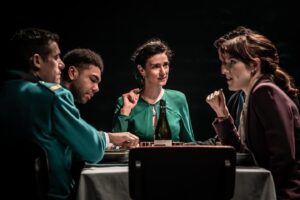 Indira Varma Instagram - Just released: brand new production shots of @indiravarma as Lady Macbeth in #MacbethTheShow. Now playing in Edinburgh until 27 January. London performances begin 10 February.
 
📸: @marcsbrenner
🎟️: macbeththeshow.com
 
Creative Team:  Simon Godwin - Director
Frankie Bradshaw - Set and Costume Design
Emily Burns - Adaptor
Jai Morjaria - Lighting Designer
Christopher Shutt - Sound Designer
Asaf Zohar - Composer
Sam Clarkson for Sound Quiet Time - Co-Sound System Designer Lucy Cullingford - Movement Director
Susanna Peretz - Hair, Makeup & Prosthetics Designer
Kate Waters - Fight Director
Amy Ball - Casting Director