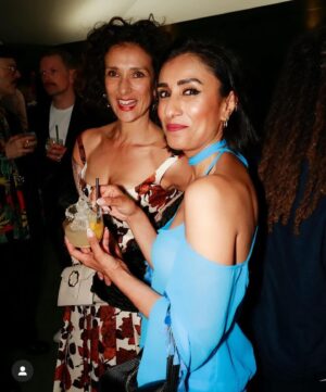 Indira Varma Instagram - @vanityfair X @thenewtinsomerset X @rhschelsea & #diptyque 
Evening of fun and flowers and far too much fizz….

Loved the @wateraid garden designed by @tommasseyuk & Je Ahn @studioweave 
💦💙🩵💦
Shame about the rain but good for the flowers…. 🌺 

Thank you for my lovely dress
@katesinclair___ 
@emiliawickstead 
@manoloblahnik 
Earrings and ring @jimmychoo 
Bag @malonesouliers 

@telescope_agency