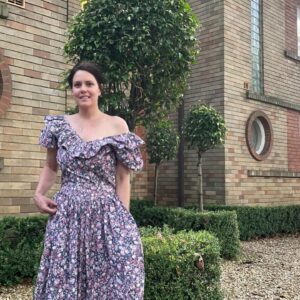 Ione Skye Instagram - Writing my memoir in my @caddis_life glasses and a @batshevadress dress that reminds me of one I wore in Say Anything.