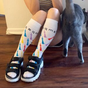 Irene Choi Instagram - Tampazzle and Tampoozle socks (mid-calf on everyone, knee-high on me) and Finn’s permanently exposed butthole to start the week