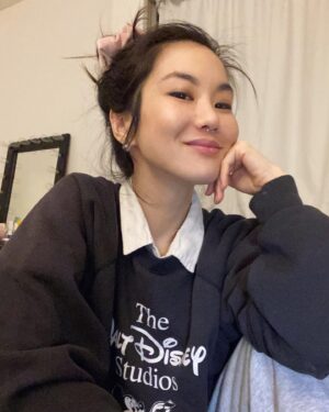 Irene Choi Instagram - What a good hair day for me looks like vs what I usually look like. (Also, been donning pearls lately a la bitch boss Kamala Harris.)
