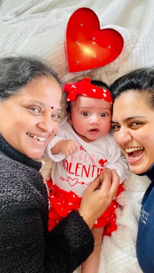 Iswarya Prabakar Instagram - On her 1st #valentinesday KALKI is sending truck loadsaaaaaa LOVE to all the sweethearts out there❣️❣️❣️
•
Kalki unga ellarukum Kaathal solla sonnal 🥰
•
Thanks Usha akka for sending this beautiful #firstvalentinesday #outfit 
Thank you #myvalentines @raniprabakar @pranessh_kannappan_pk for helping me pulling this off 📸 😇
•
Let’s spread love and only love 💗
#babyphotoshoot #valentinephotoshoot #babyk #kalkipraya #valentinespecial #allofmelovesallofyou @johnlegend