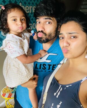 Iswarya Prabakar Instagram - Our baby girl is BACK 💖
This July has been so crazy..
My most favorite 2 people (PK & Kalki) both were sick at the same time & I was running like a headless chicken 😵‍💫 exhausted all the time!!
•
Finally they both are recovering ❤️‍🩹
Able to Stand   Smile   Pose 
🥰🥰🥰🥰🥰
Thanks for the incredible amount of love we received during this recovery 🫂 I thank each one of you from the bottom of my heart!!!
•
Moments like this really makes me like #socialmedia …. Living far away from home.. #muchlove to my #instafam #godbless 
#instagram #instagood #trio #familia #20monthsold #kalki #ipk #ipkforever #smilesformiles