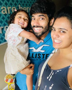 Iswarya Prabakar Instagram - Our baby girl is BACK 💖
This July has been so crazy..
My most favorite 2 people (PK & Kalki) both were sick at the same time & I was running like a headless chicken 😵‍💫 exhausted all the time!!
•
Finally they both are recovering ❤️‍🩹
Able to Stand   Smile   Pose 
🥰🥰🥰🥰🥰
Thanks for the incredible amount of love we received during this recovery 🫂 I thank each one of you from the bottom of my heart!!!
•
Moments like this really makes me like #socialmedia …. Living far away from home.. #muchlove to my #instafam #godbless 
#instagram #instagood #trio #familia #20monthsold #kalki #ipk #ipkforever #smilesformiles