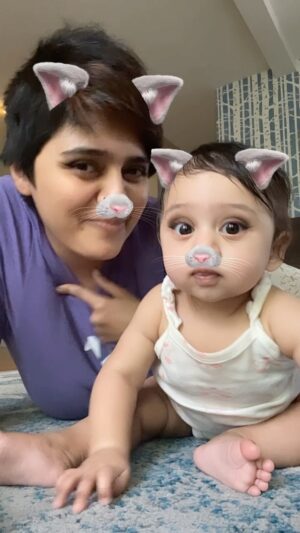 Iswarya Prabakar Instagram - Getting my cuteness approval from MISS CUTIE #kalki 
•
This baby is pure bliss 🥰💓
#lovelovelovelove 
•
#momanddaughter #momanddaughterreels #cutepartner #partnerincrime #cutecatvideo #cats #cutecats #livingthemoment
