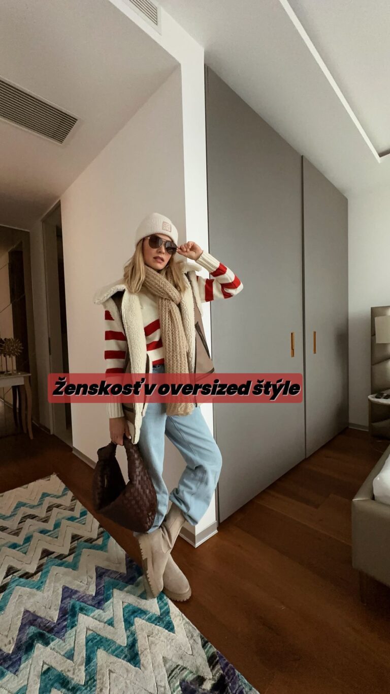 Ivana Surovcová Instagram - Pri oversized oblečení sa snažím o zachovanie ženskosti. Buď jeden kúsok vyberiem vo výraznej ženskej farbe, zdôraznim pás s opaskom, alebo poodhalím štíhle nohy, obujem topánky s vysokým opätkom. V tomto prípade som oversized nohavice schovala do vysokých čižiem, aby celý outfit nepôsobil neforemne. Máte aj vy rady oversized kúsky, ktoré valcujú módne móla už niekolko sezon? Moj #ootd Nohavice, sveter @factcool_sk ( zlava Gaborik20) Body @intimissimiofficial Vesta, opasok @fandfclothing Capica @idasandor Šál ( kúpený v L.A., značku netuším) Čižmy @karolinakurkova Kabelka @shopmojamoja #oversizedstyle #fashionstyle #oversized #fashioninspo