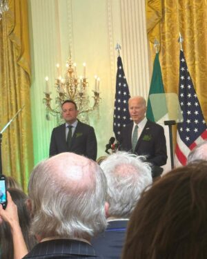 J. Smith-Cameron Instagram - We spent St Patricks Day at the White House, and @dupontcirclehotel , and Off the Record Bar all thanks to the dazzling Samantha Barry. Thanks to @catpopestylist for styling tips! Glam by @abigaildecasanova ❤️
My dress thanks to @sachinandbabi 
Our shoes @zyneofficial ☘️❤️🥃
