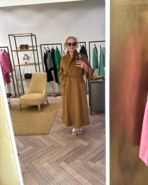 J. Smith-Cameron Instagram - Magnificent @maxmara @maxmararoma coat of my dreams , Max Mara being the king, queen, god of iconic coats🙌🇮🇹🧥💸🤦‍♀️also featured are the cheerful staff, including Cristiana whom I made friends with while swooning over the cashmere coat!
