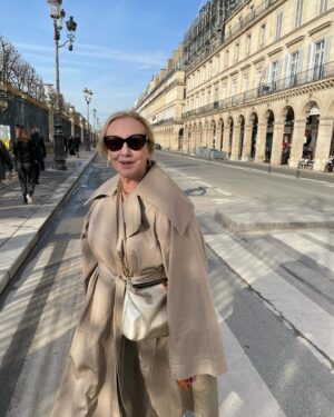 J. Smith-Cameron Instagram - More scenes from Paris. First Katie came from London, and then Zoë became my roomie briefly, and managed to save my life (i got a stomach bug)—while trying to see the city, too.
“It was the best of times, it was the worst of times”—Charles Dickens, A TALE OF TWO CITIES (one of which was Paris🙊)
But, c’est la vie, no? All in all, it was fabulous! we ate drank laughed cried , Nellie and i wore some Patou, and we all lived it up, generally. 🇫🇷🍾🥂
Sunglasses @toryburch, earrings: @mejuri trench coat: @patou, purse: @parkerthatch