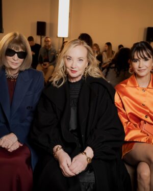 J. Smith-Cameron Instagram - Fabulous time at the #Patou show in Paris. The most beautiful clothes! Nellie and I had a wonderful time meeting designer Guillaume Henry and his gifted staff. We did not want to give these clothes back! So deeply beautiful. @patou photos @victoria_vinas makeup @sarahillmakeup hair @fabiopetri
