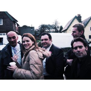 Jacinda Barrett Instagram - Flashback to shooting #bridgetjones in #london. Freezing our arses off in a tiny church while paparazzi stalked the set outside #tbt