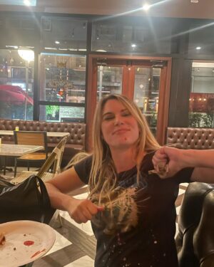 Jackie Moore Instagram - my bf doesn't take too many pics of me... but when he does it's because there's pizza sauce on my chin 🤦‍♀️