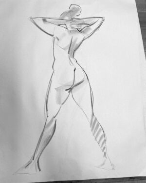 Jackie Droujko Instagram - Started weekly life drawing! Been really enjoying it and I’m excited to track my progress. Don’t think I’ll post them much, but you can check my stories on Tuesday nights to see what I drew 🧍‍♀️I especially enjoy sketching fellow artists when I get bored during 10 minute poses