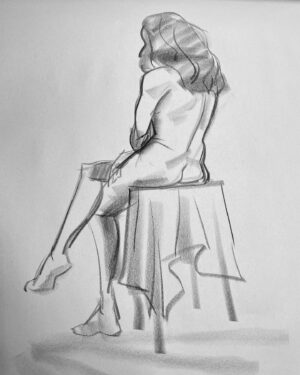 Jackie Droujko Instagram - Started weekly life drawing! Been really enjoying it and I’m excited to track my progress. Don’t think I’ll post them much, but you can check my stories on Tuesday nights to see what I drew 🧍‍♀️I especially enjoy sketching fellow artists when I get bored during 10 minute poses