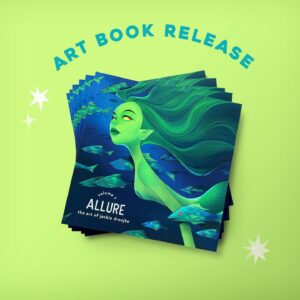 Jackie Droujko Instagram - So excited to announce my first artbook: Allure! 😭 Blood, sweat, tears, and lots of customer support calls went into making this book, I hope you will all love it as much as I do. Shop link in bio! ✨