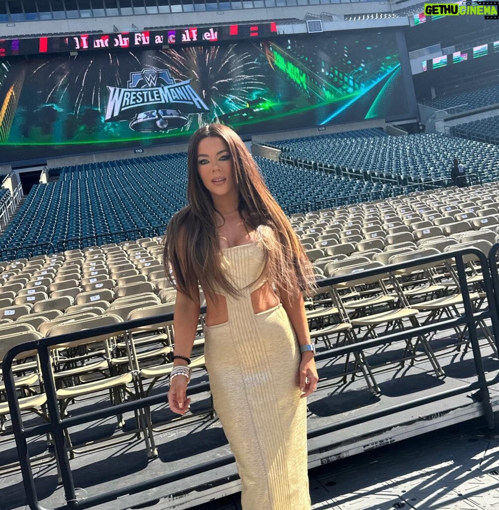 Jackie Redmond Instagram - Golden Dress at Golden Hour. ✨ #WrestleMania