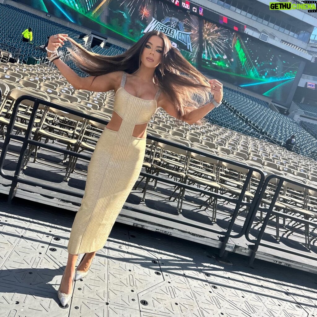 Jackie Redmond Instagram - Golden Dress at Golden Hour. ✨ #WrestleMania