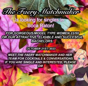 Jacqui Holland Instagram - Attention Ladies of South Florida. Come meet me, The Faery Matchmaker & my team this Saturday!!! We will be having mimosas, and matchmaking conversations. 

We will also have a photograher there if you need new pics for your profile 📸. 

If you’re interested plz DM me for details. 💕

Love always 
🧚‍♀️

#bocagirl #southfloridasingles #matchmaking #thefaerymatchmaker #millionairematchmaker