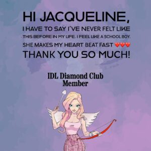 Jacqui Holland Instagram - Love is in the air at IDL Diamond Club. Real review from one of our members. If you’re ready to find the love of your life, DM me 💎💗.

#thefaerymatchmaker #millionairematchmaker #findlove