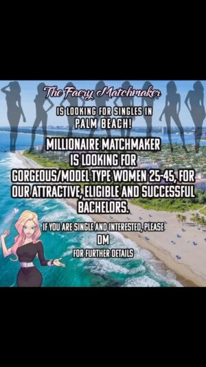 Jacqui Holland Instagram - Attention Ladies of Palm Beach, we are looking for gorgeous, extraordinary singles. We will be hosting an event December 2nd in your area. DM me if you’re interested! 

Love Always, 
The Faery Matchmaker 🧚‍♀️