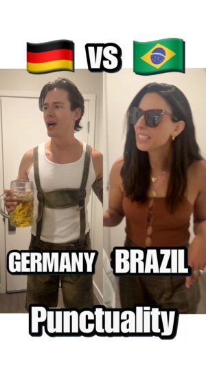 Jade Catta-Preta Instagram - Germany vs USA vs Brazil…
😂
What time do YOU arrive when the party starts at 8pm?
🤔
#itsamee #comedy #brazil #germany #usa