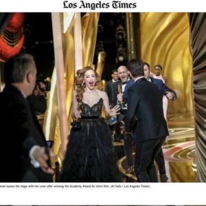 Jaime Ray Newman Instagram - Thank you @latimes for the amazing shout out in today’s article “Best Backstage Oscar Moments”. Certainly the craziest, most shocking experience of our lives! Forever grateful to
@theacademy for their recognition! @guy_nattiv @andrewcarlberg @_trust_sharonmaymon