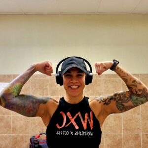 Jamine Benitez Instagram - Just grinding away. Ain't getting younger but def getting stronger. 

 Workout brought to you by @wrestlingxcoffee tshirt. 
Lifestyle of the grind and hustle. Lol
Facts!!! My pre-workout was blk coffee! 

#OGBADASS 
#womenwrestling
#fitover40 #womenshealth