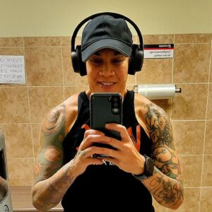 Jamine Benitez Instagram - Just grinding away. Ain't getting younger but def getting stronger. 

 Workout brought to you by @wrestlingxcoffee tshirt. 
Lifestyle of the grind and hustle. Lol
Facts!!! My pre-workout was blk coffee! 

#OGBADASS 
#womenwrestling
#fitover40 #womenshealth