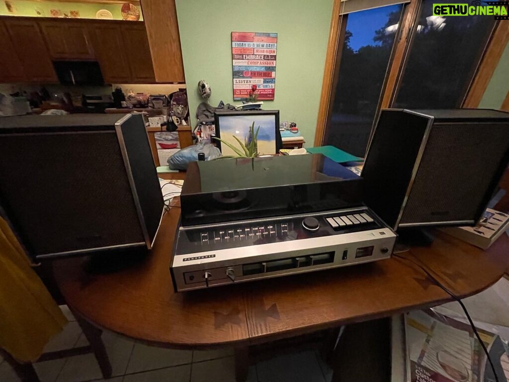 Jane Lynch Instagram - My brother found and bought the stereo system we had in our house in the 70’s. A combo turntable with smoked gray cover, cassette player and radio. Sleek. Panasonic’s finest.